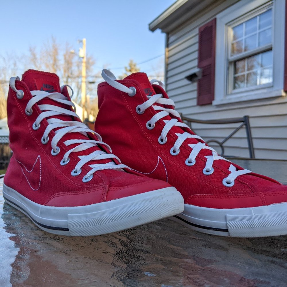 Nike Go Canvas Mid Shoes, Red/White